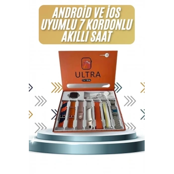 Nevamel® 7 Kordonlu Akıllı Saat Plastik Kordon Hasır Kordon Çelik Kordon