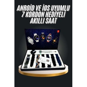 Nevamel 7 Kordonlu Akıllı Saat Siyah Kasa Dokunmatik Ekran Uyku ve Sağlık Takibi