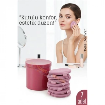 Nevamel® 7’li Makyaj Pamuğu Seti – Yumuşak Dokulu Kaplı Saklama Kutulu Pudra ve Fondöten İçin