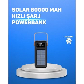 Nevamel® 80000 mAh Yüksek Kapasiteli Powerbank Göstergeli Solar Şarj Cihazı