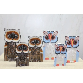 Nevamel Ahşap 3lü Baykuş Seti 30 cm