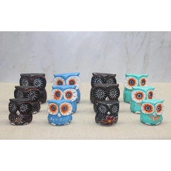 Nevamel Ahşap 3lü Baykuş Seti Model 5