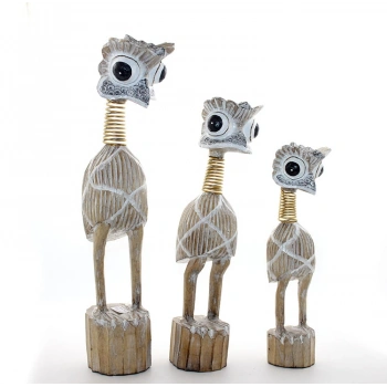 Nevamel Ahşap 3lü Emu Kuşu Seti