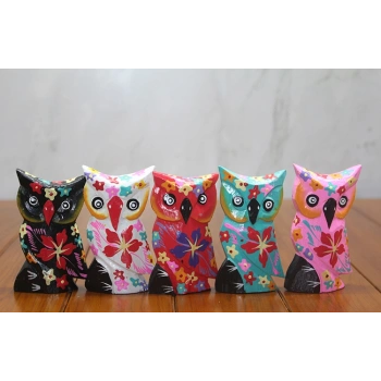 Nevamel Ahşap 5li Baykuş Seti Model 1