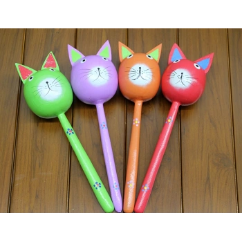 Nevamel Ahşap Kedi Marakas Tekli