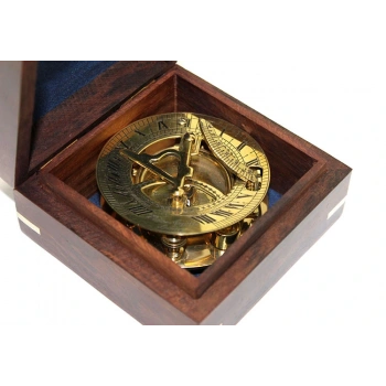 Nevamel Ahşap Kutulu Pirinç Güneş Saati Ve Pusula Modeli