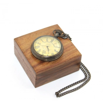 Nevamel Ahşap Kutulu Pirinç Köstekli Saat Model 2