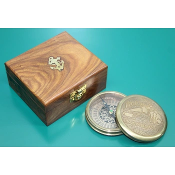 Nevamel Ahşap Kutulu Pirinç Pusula