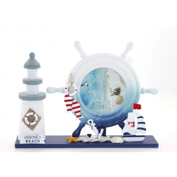 Nevamel Ahşap Marin Deniz Feneri Dümenli Çerceve Model 1