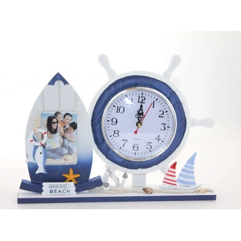 Nevamel Ahşap Marin Dümenli Çerçeveli Saat Model 1