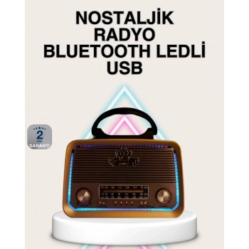 Nevamel® Ahşap Nostaljik Radyo Bluetooth USB SD Kart Destekli