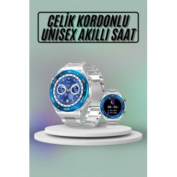 Nevamel Akıllı Saat Çelik Kordonlu Amoled Ekran Android ve İOS Uyumlu Çağrı Cevaplayabilen