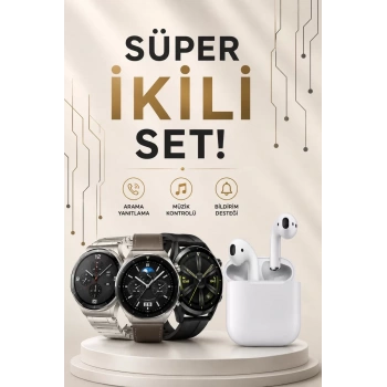 Nevamel® Akıllı Saat ve Kulaklık Seti Dokunmatik Ekran 5.0 Bluetooth Bağlantılı Sesli Görüşme