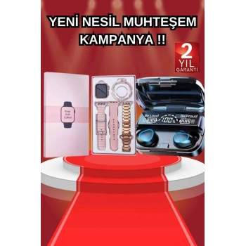 Nevamel® Aksesuar Hediyeli Akıllı Saat ve Dijital Göstergeli Powerbankli Bluetooth Kulaklık