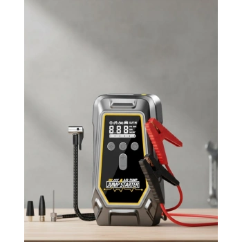 Nevamel® Akü Takviye Lastik Şişirme ve Powerbank Özellikli Çok Fonksiyonlu Cihaz