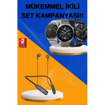 Nevamel Alarm ve Titreşim Özellikli Akıllı Saat ve Mikrofonlu Kablolu Bluetooth Kulaklık 60 Saat