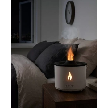 Nevamel® Alev ve Volkan Efektli Ultrasonik Aroma Difüzörü LED Gece Lambalı Hava Nemlendirici