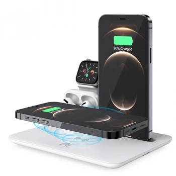Nevamel ALLY 4 in1 15W Kablosuz Hızlı Şarj Standı İPhone+İwatch+AirPods Pro Wireless-(5775)