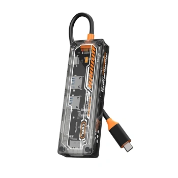 Nevamel ALLY 6in1 Type-c To USB3.0 + USB2.0 + Type-c PD 100W + SD + TF + HDMI  Çoğaltıcı Transparan Hub-(5775)