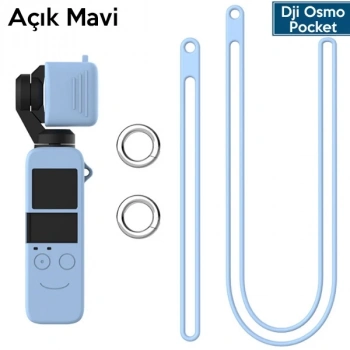 Nevamel Ally Dji Osmo Pocket Koruyucu Silikon Kılıf+El Ve Boyun Strap Askısı-(5775)