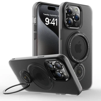 Nevamel ALLY iPhone 15 Pro Max İçin Magsafe Uyumlu Standlı Manyetik Silikon Kılıf-(5775)