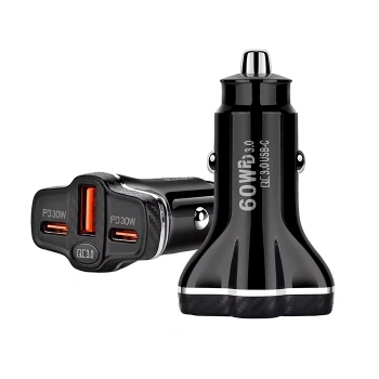 Nevamel ALLY PD62 2xType-C + USB 78W Araç Çakmaklık Hızlı Şarj Aleti Araç Şarjı-(5775)