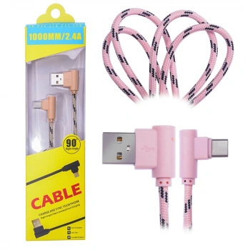 Nevamel Ally Usb Type-C Eğik Başlı Halat Usb Kablo 1metre-(5775)