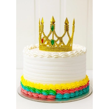 Nevamel Altın Işıltılı İnce Pasta Üstü Taç Plastik