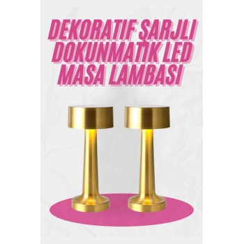 Nevamel Altın Rengi Masa ve Gece Lambası Dokunmatik Şarjlı Masa Lambası