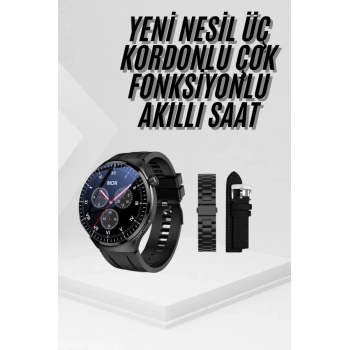 Nevamel® Amoled Ekran Metal Deri Silikon Kordonlu Uyku ve Sağlık Takibi