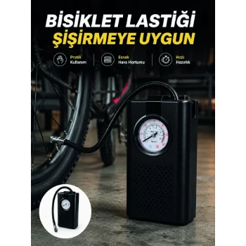 Nevamel® Analog Manometreli Kompakt Araç Hava Pompası Lastik Şişirme Cihazı