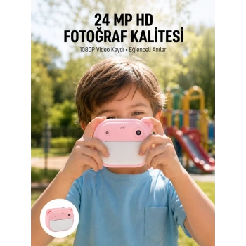 Nevamel® Anında Baskı Özellikli Şipşak Kamera 24MP HD Çift Lensli ve 32GB Hafızalı