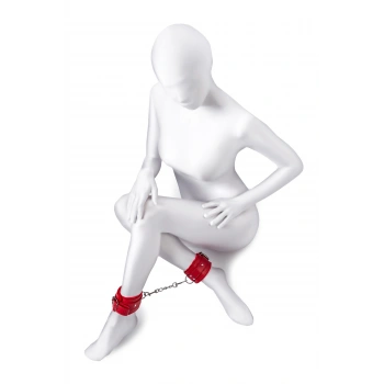 Nevamel® Anonymo Bdsm Ayak Kelepçe #0155 , Pu Deri, Kırmızı, 27 Cm (Kod:0155)