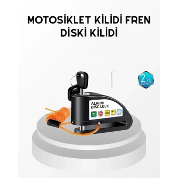 Nevamel® Anti Hırsızlık 110 dB Alarm Disk Fren Kilidi Suya Dayanıklı Çelik Güvenlik Kilidi