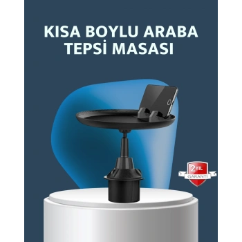 Nevamel® Araç İçi 360° Ayarlanabilir Bardaklık Tepsisi Geniş Yüzeyli ve Telefon Standlı