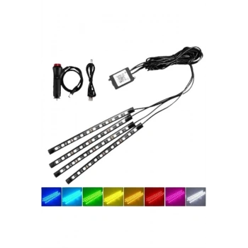 Nevamel Araç İçi Ayak Altı Led 12 Led Işık Sese Müziğe Duyarlı RGB Işıklı Aydınlatma Seti