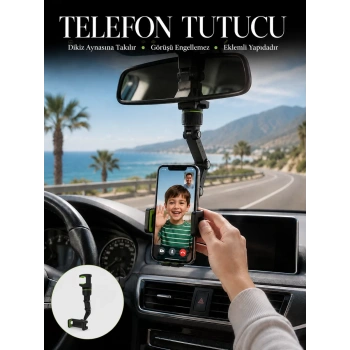 Nevamel® Araç İçi Telefon Tutucu Dikiz Aynasına Takılan Sabit ve Ayarlanabilir