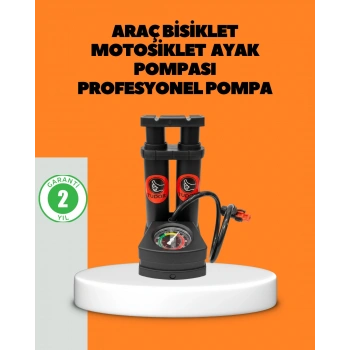 Nevamel® Ayaklı Bisiklet Pompası Basınç Göstergeli Çok Amaçlı
