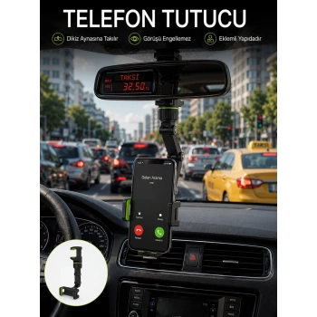 Nevamel® Ayarlanabilir Dikiz Aynası Telefon Tutucu Görüş Açısını Engellemeyen Araç Aparatı