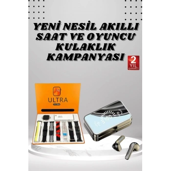 Nevamel Aynalı Bluetooth Kulaklık ve 7 Kordonlu Akıllı Saat Dijital Göstergeli Uzun Pil Ömrü