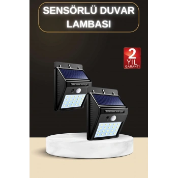 Nevamel Bahçe Aydınlatma Sensörlü Güneş Enerjili Duvar Lambası 40 Led Işık