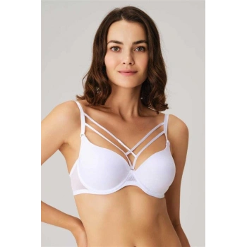 Nevamel® Balenli Desteksiz Dolgusuz Askıları Çıkabilen Yaka Detaylı T-Shirt Sütyeni