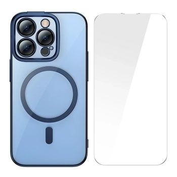 Nevamel Baseus Glitter iPhone 14 Pro 6.1 Magsafe Silikon Kılıf + Tempered Ekran Koruyucu Set-(5775)