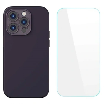 Nevamel Baseus Liquid Silica iPhone 14 Pro Silikon Kılıf + Tempered Ekran Koruyucu Set-(5775)