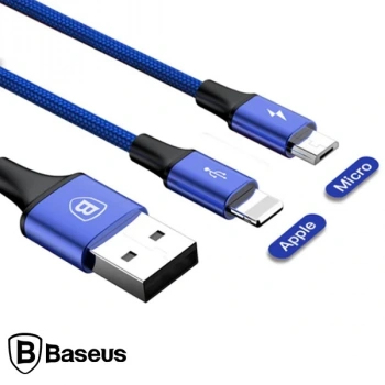 Nevamel Baseus Rapid Series 2in1 İphone+ Micro Usb 3.0A Usb Kablo Şarj 120cm-(5775)
