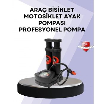 Nevamel® Basınç Saatli Ayak Pompası Bisiklet ve Araç Uyumlu