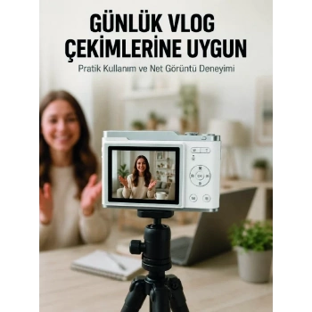 Nevamel® Beyaz 4K Dijital Kamera 2.4 İnç HD Ekran ve LED Flaşlı