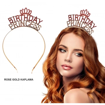 Nevamel Birthday Princess Kristal Taç – Rose Gold Kaplama