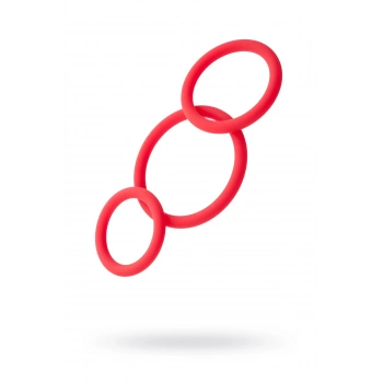 Nevamel® Black & Red Penis Halkası Seti, Silikon, Kırmızı, Ø6/5/4 Cm