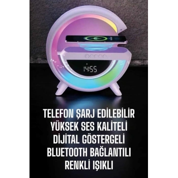 Nevamel® Bluetooth Hoparlör 15W Kablosuz Hızlı Şarj LED Gece Lambası